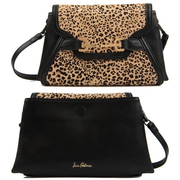 Sam Edelman Handbags - Sam Edelman ꕥ Leopard Calf Hair Convertible Crossbody Clutch Handbag Bag ꕥ Black